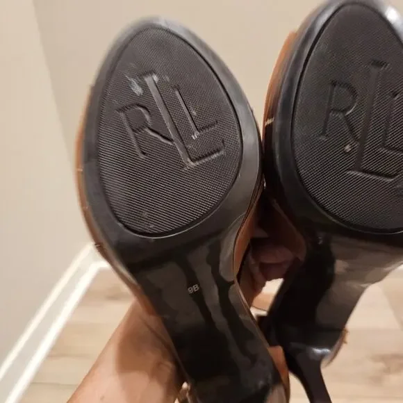 Lauren by Ralph Lauren Women's Beth Brown Leather Heels Size 9 - Picture 7 of 8